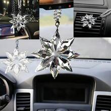 1pc Car Hanging Crystal Snowflake Ornament, Elegant And Dynamic Movement Brings Winter Romance To The Car Interior - Clear - View 7