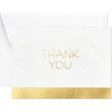 - Tarjetas de agradecimiento (40 notas de agradecimiento con sobres para graduación, negocios, bodas, para todas las ocasiones) - Dorado y blanco - Ver 1