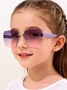 1 Pair Unisex Frameless Edged Glasses - Casual Decorative Glasses - Versatile Decorative Glasses - Made Of Durable PC Material - Outdoor Vacation Glasses In Multiple Colors - Multicolor - View 3