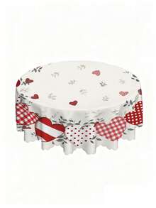 1 chiếc khăn trải bàn bằng polyester cho Ngày Valentine - Họa tiết kẻ caro đỏ hình trái tim và xanh lá cây nhạt, khăn trải bàn tròn/chữ nhật bằng polyester dệt kim dùng cho nhà bếp, phòng ăn và trang trí dã ngoại, trang trí Ngày Valentine, trang trí Ngày của Mẹ, trang trí kỷ niệm, vật trang trí trung tâm bàn ăn. - Nhiều màu - Xem 7