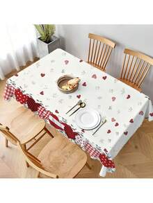 1 chiếc khăn trải bàn bằng polyester cho Ngày Valentine - Họa tiết kẻ caro đỏ hình trái tim và xanh lá cây nhạt, khăn trải bàn tròn/chữ nhật bằng polyester dệt kim dùng cho nhà bếp, phòng ăn và trang trí dã ngoại, trang trí Ngày Valentine, trang trí Ngày của Mẹ, trang trí kỷ niệm, vật trang trí trung tâm bàn ăn. - Nhiều màu - Xem 4