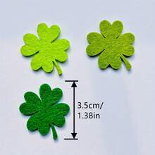 30片鲜艳的绿色四叶草毛毡片 - 非常适合DIY幸运符礼物、发夹、胸针、日记本和书签装饰、相框装饰 - 彩色 - 查看 5