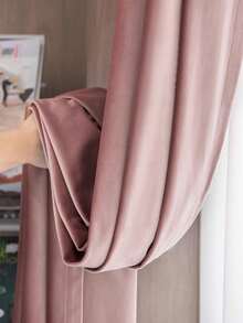 1件杆袋式纯色天鹅绒窗帘，意大利天鹅绒面料，奢华复古美式简约深粉色窗帘，适用于客厅、卧室、阳台，遮光 - 粉色 - 查看 8