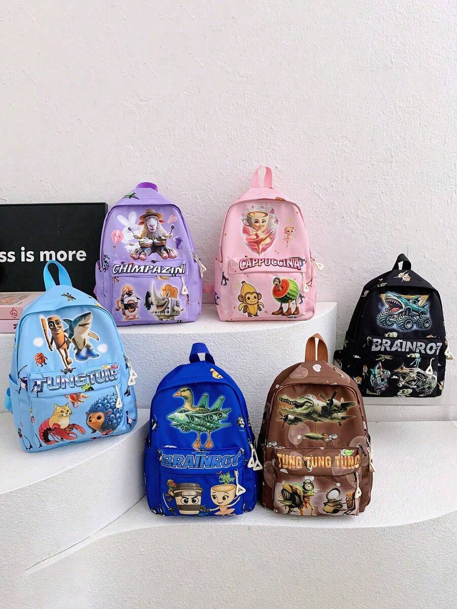 1 Stück Dieser stilvolle Nylon-Rucksack mit Reißverschluss hat ein Cartoon-Design, das vom Klassiker der Berge und Meere inspiriert ist. Sein einzigartiges Design macht ihn vielseitig und modisch. Der verstellbare Schultergurt macht ihn für den täglichen Gebrauch geeignet. Als hochwertige Tasche ist sie perfekt für Einkaufstouren von Teenagern, den Arbeitsweg und den täglichen Gebrauch. Sie eignet sich auch hervorragend als Geschenk. - Klassischer Rucksack für Berge und Meere - Übersicht 1
