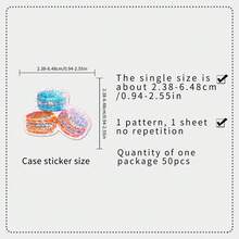 50pcs High-Quality Afternoon Tea & Dessert Holographic Stickers, Cute Food Decoration Stationery Scrapbooking Supplies - Multicolor - View 2