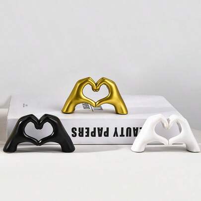 1 pieza Adorno de resina con diseño nórdico en forma de corazón, decoración del hogar para sala de estar, estudio, dormitorio, mesa