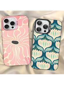 Étui de téléphone avec motif floral abstrait compatible avec les modèles 16, 15, 14, 13, 12, 11 Pro Max, X, XR, XS Max, 8, 7 Plus. Coque arrière mate et antichoc. Étui compatible avec les modèles 17 Pro, 17 Pro Max, 17. - z9 - Voir 4