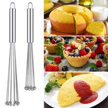 1pc Stainless Steel Ball Whisk - 10 & 12 Inch Handheld Bead Egg Cream Whisk For Cooking & Baking - Restaurant & Home Kitchen Mixing Tools - Dishwasher Durable Manual Egg Beater - Silver - View 6