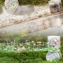 6Rolls Floral Washi Tape Set PET 40mm Wide Washi Sticker Junk Journaling Stickers Flower Scrapbook Stickers Vintage Washi Tapes Scrapbooking Supplies Decorative Tape Crafts, 6.6ft Long - 花園 - 查看 6