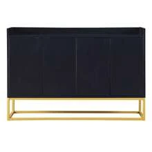 Modern Minimalist Sideboard, 4-Door Handleless Buffet For Dining Room, Living Room, Kitchen (White) - 黑色 - 查看 10