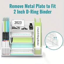 5-Tier Paper Tray Organizer With Magazine Rack, Mesh File Rack, Suitable For Desktop Storage In Homes, Offices,Back To School,School Supplies - White - View 3