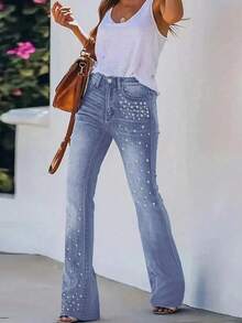 Womens Jeans, Y2K Style Women's Wear, Casual And Versatile Jeans, Flared Pants, Jeans>Pants, Suitable For All Seasons, With Multiple Pocket Designs, Religion>Clothes, Suitable For Outdoor Wear, Cocktail Parties, Parties, Christmas, Nightclubs, Banquets, Film Festivals, Cinemas, Balls, Cocktail Parties Bar, Wedding, Graduation Ceremony, Homecoming, Birthday Party, Rebellious Girl, Holiday Theme Party, Out Dress, Streetwear, Fashion Show, Date, Valentine 's Day, Out Work University, School Village, Concert, Street Girl, Girl, Country Outfits Women, Out Best Women, Ladies' Vacation Dress, Country Concert Country Concert Outfit,New Years Outfit Women, Valentine's Day, Clothes, Valentine Outfits For Women - Màu xanh lam - Xem 5