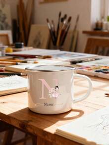 Custom Name Personalized Gift White Enamel Mug, Personalized Initial Mug, Monogram Letter A-Z, Custom Mug, Secret Santa Gift, Christmas Coffee Cup, Custom Name Mug, Xmas Mug, Gift, Thanksgiving Gift, New Year Gift, Party Decor