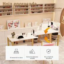 Escritorio Minimalista Para Salón De Uñas Con 3 Cajóns 160cm - Multicolor - Ver 7