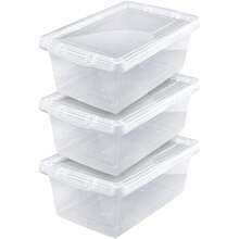 Guateplast - Juego de 3 Contenedores de Almacenamiento de Plástico 13Qt (12 Litros) | Contenedores Plásticos para el Hogar | Cajas de Plástico | Cajas Plásticas | Organizadores | Color(Natural) - Multicolor - Ver 1