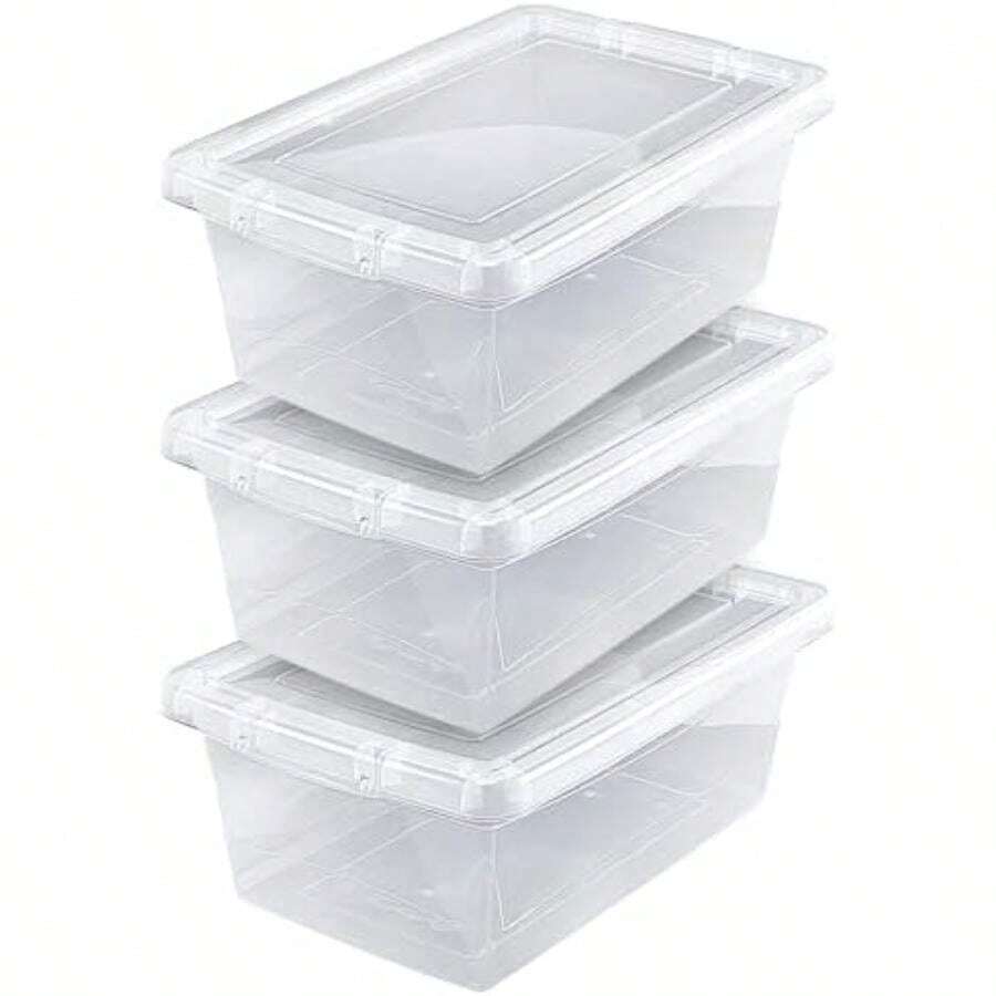 Guateplast - Juego de 3 Contenedores de Almacenamiento de Plástico 13Qt (12 Litros) | Contenedores Plásticos para el Hogar | Cajas de Plástico | Cajas Plásticas | Organizadores | Color(Natural) - Multicolor - Ver 1