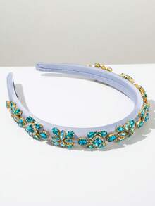 1 peça de faixa de cabelo de cetim de cor sólida com borda fina e esponja, estilo barroco retrô, luxuosa e decorada com strass, elegante para festas noturnas. Ideal para usar como tiara ou arco de cabelo.