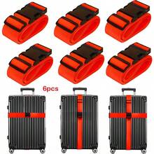 6条可调节行李带，多色可选，加固行李带，适用于旅行、商务出行、防盗，适用于行李箱、背包，耐磨