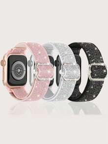 3入裝閃亮彈性錶帶，適用 38mm 40mm 41mm 42mm 44mm 45mm 46mm 49mm，男女通用，亮麗可愛運動風彈性尼龍編織錶帶，適合 Series Ultra/SE/11/10/9/8/7/6/5/4/3/2/1 - 彩色 - 查看 15
