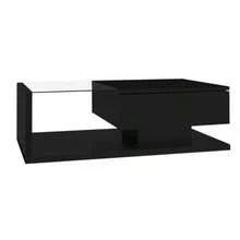Coffee Table, Glossy Black. Side Table, Coffee Table With Glass Top - Black - View 8