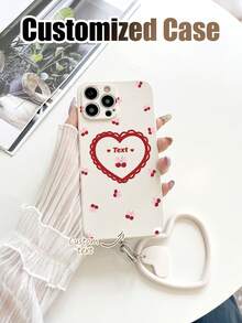 1 Stück anpassbares weißes TPU Handyhülle mit Kirsch-, Herz-Mustern & 1 Stück weißer herzförmiger Schlüsselanhänger, anpassbares Texthandy-Etui, Jahrestags-Geschenk, Valentinstags-Geschenk, Geburtstags-Geschenk, Hochzeits-Geschenk, Muttertags-Geschenk, Vatertags-Geschenk, Geschenk für beste Freunde, Geschenk für Mutter/Vater, Geschenk für Freund/Freundin, geeignet für Apple/passend/Schlüsselanhänger/Spaß/Android/Handyhüllen