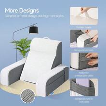 Reading Pillow 10 In 1 Back Pillow For Bed Sitting Up With Detachable Arms Rest Back Rest Pillow With Gel Memory Foam Husband Pillow For Reading/Gaming/Working In Bed Or Couch 21'' White - trắng - Xem 6