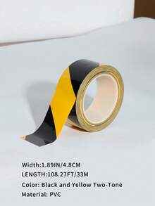 1 Roll Of Black And Yellow Two-Tone Warning Tape | 4 Width Options (48mm/50mm/60mm/80mm) | 33m LengthSuitable For Outdoor, Factory & Public Area Use – Ideal For Isolation, Caution And Warning Purposes - Black and Yellow - View 9