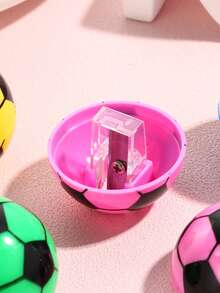 Sacapuntas de lápiz con diseño de balón de fútbol, sacapuntas de lápiz de modelado de dibujos animados, sacapuntas de lápiz de plástico de un solo orificio, sencillo y fácil de usar, herramientas de aprendizaje, sacapuntas de lápiz de arte. - Multicolor - Ver 4
