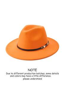 1pc Unisex Autumn/Winter Wide Brim Wool Felt Hat, Elegant Leather Belt Decor Personalized Casual Fashion Cowboy Hat, Suitable For Party, Gathering, Western Themed Events, Daily Wear - MZ1148 - View 6