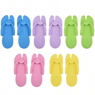 6 Pairs Disposable Pedicure Slippers Foam Disposable Flip Flops Multi Color For Pedicure Sandals Bulk Pedicure Shoes For Women Salon Nail Spa Pedicure