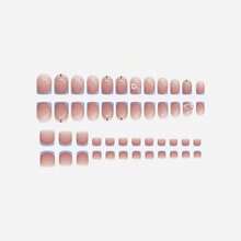 48-Piece Hand And Foot French Cut Sweet Flower Wearable Nail Kit With Removable Fake Nails, Ready-To-Wear Christmas, Halloween, And Holiday Gifts - 48件 - 查看 2