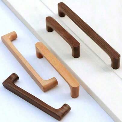 北欧木质橱柜把手 橱柜门把手 厨房抽屉拉手 衣柜门把手 家具五金
