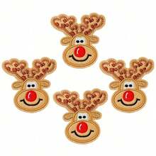4/8pcs Christmas Reindeer Embroidered Patches, Iron-On/Sew-On Appliques, Suitable For DIY Clothing, Hats And Bags Sewing Decoration - Multicolor - View 6