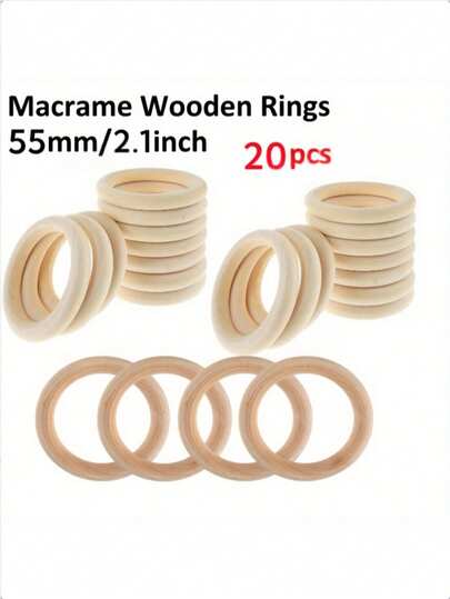 10/20pcs Natural Wooden Rings, Suitable For Crafts, DIY Weaving, Unfinished Wood Rings, Pendant Connectors, Diameter 55mm/2.2 Inches