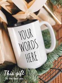 1pc Customized Mug, Coffee Cup, Personalized Mug With Customizable Name Or Text, White Ceramic Mug, Personalized Coffee Cup With Customizable Letters And Name - Customized Design