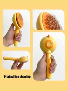 فرشاة تنظيف بشكل صوص، مناسبة لكل من الكلاب والقطط - تجمع بين وظائف فرشاة التدليك، فرشاة تنظيف الشعر المتساقط، وأسنان تنظيف التشابك