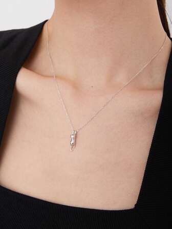 1件S925纯银创意简约独特小猫项链，适合女性日常佩戴，礼品