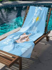 夏日狗狗沙滩巾 - 可爱的狗狗爱好者毛巾，大爪印图案，泳池和度假必备，柔软的热带风情设计/宠物爱好者礼物