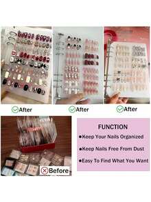 Nail Art Display Book, A5 Size, Nail Tips Design Album With 6 Inner Pages - Manicure Sample Showcase Binder For Press-On Nails, Salon Nail Art Storage & Style Presentation - Clear - View 9