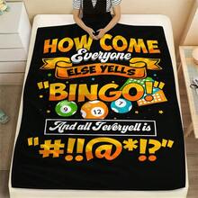 Bingo-Themed Funny Quote Blanket - Cozy Multi-Purpose Throw For Home, Workplace, Travel, And Gatherings - Brightly Printed Design Featuring Bilingual Text - Ideal Gift For Birthdays And Holidays, As Well As Home Decoration.-280gsm - 彩色 - 查看 5