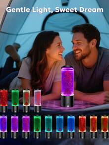 1個 RGB 變色水母熔岩燈，雙 USB 與電池供電海洋夜燈，臥室、遊戲室、家居裝飾室內氛圍燈，節日與生日禮物，不含電池 - 彩色 - 查看 2
