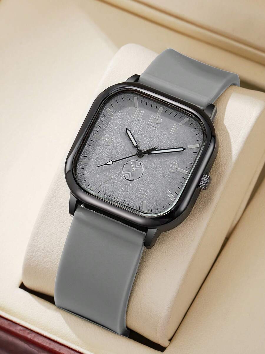 男女通用时尚休闲石英腕表，优雅方形表盘设计（无表盒）