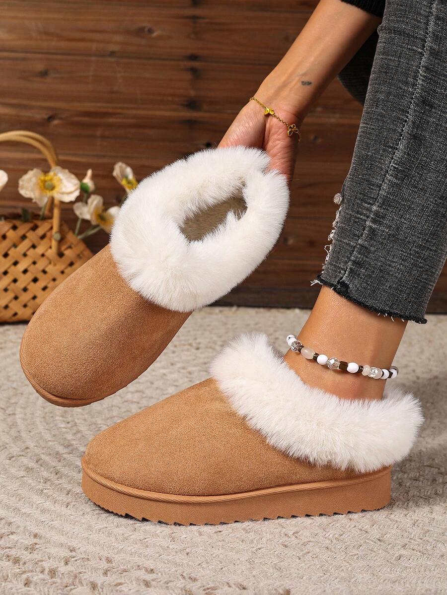 2025 Women's Snow Boots Slippers Thick Sole Boots Casual Shoes Thermal Lined Warm Slip-On Ankle Boots, Versatile