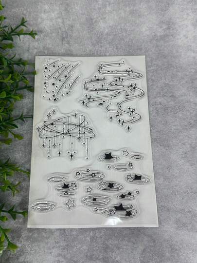 1 Transparent Rubber Stamp Retro Rubber Transparent Card Starry Rain Making Stamp DIY Scrapbook Photo Magazine Album Decoration Stamp