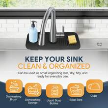 2025 New Kitchen Sink Splash Cover, Kitchen Sink Splash Cover Behind Faucet, Sink Drain Pad, Splash Pad Kitchen Sink Area Faucet Drain Pad - Black - View 5