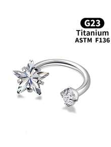 F136 Titanium Alloy Lip Stud, Star Zirconia Horseshoe Cartilage Earring, Ear Piercing Jewelry, Music Festival - #1 - View 4