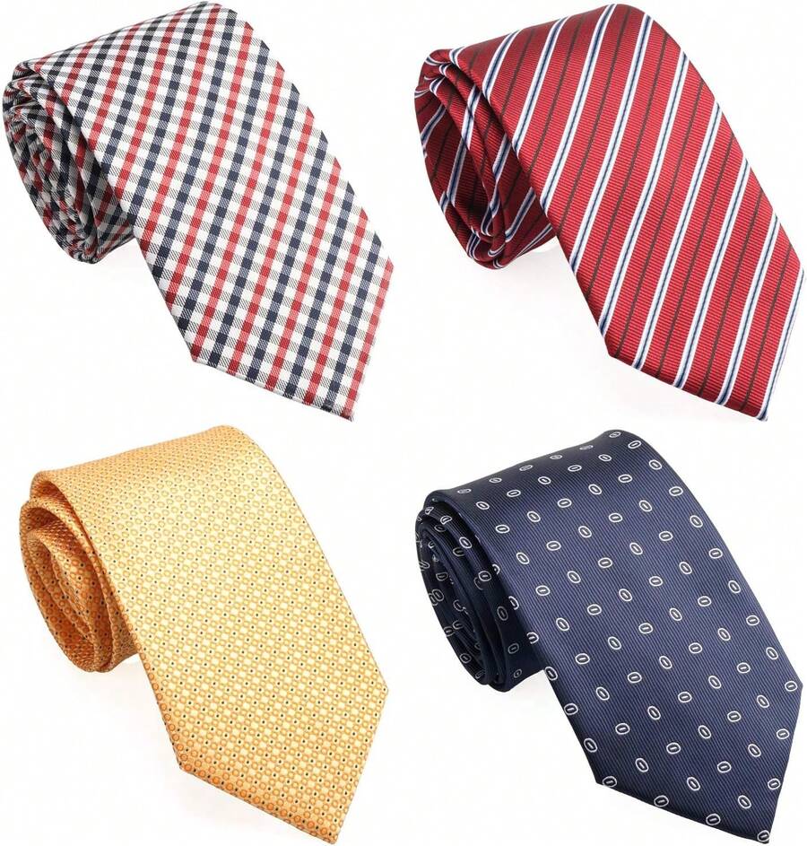 Corbatas extra largas para hombres grandes y altos, paquete de 4 corbatas de 63 o 70 pulgadas de largo - Negro/Rojo/Astilla - Ver 1