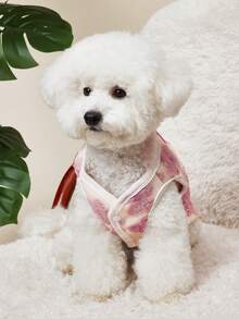 PETSIN 1 件宠物保暖花卉羊毛背心，猫/狗秋冬季加厚背心适合小型/中型宠物 - 粉色 - 查看 6