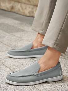Men's Loafers, Casual Shoes, Soft Soles, Youthful And Fashionable, Suitable For Driving, College Commuting, Etc - Light Grey - View 6