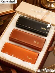 Customizable Engraved Faux Leather Eyeglass Case - Minimalist Eyeglass Frame, Personalized Engraving - Durable And Easy To Clean - Ideal Gift For Parents